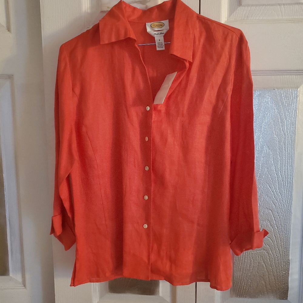 New Talbots Tangerine Blouse S Med